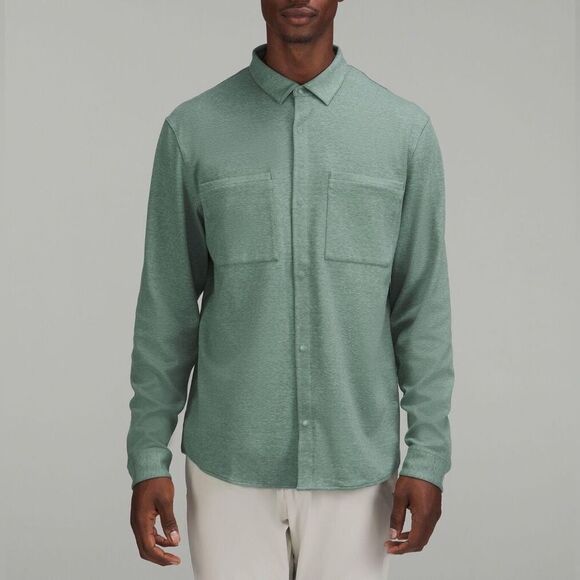 Lululemon Men’s Soft French Terry Knit Overshirt Green Size XL - Picture 1 of 14